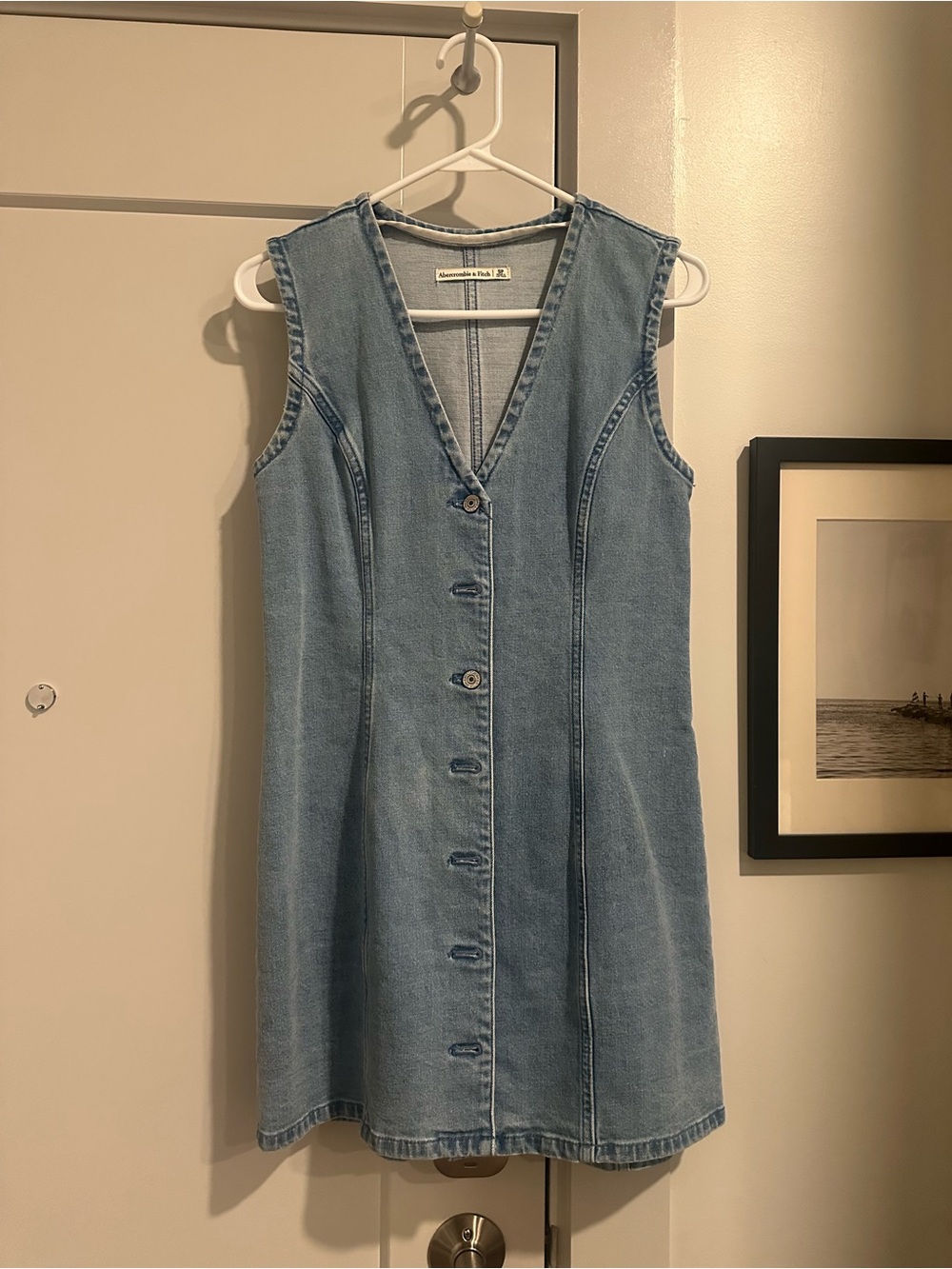 Abercrombie & Fitch Denim Button-Front Sleeveless Dress